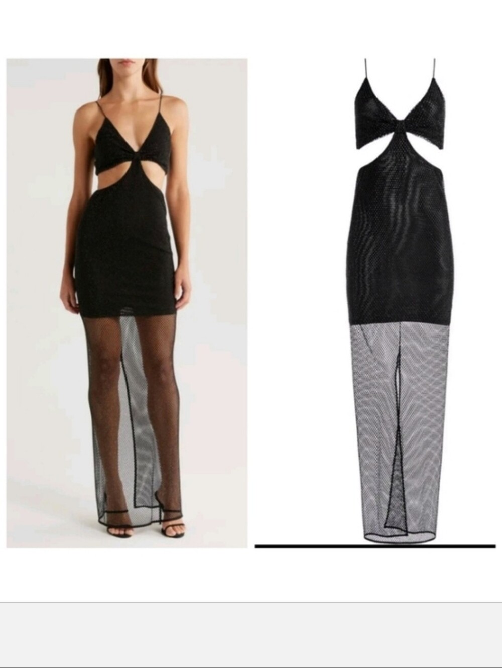 Alice + Olivia Havana embellished mesh cutout maxi dress in black Sz 0 $795